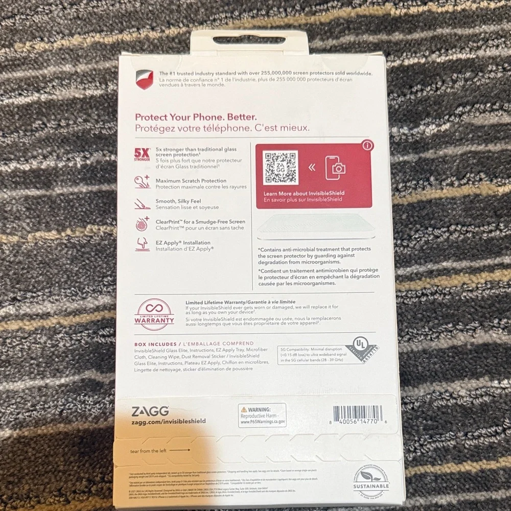 ZAGG InvisibleShield Glass Elite Screen Protector for iPhone 13/13 Pro - White